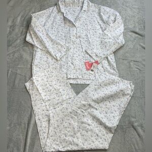 Vintage Pajama Set Cottagecore XL Womens NWT Carole White Purple Floral